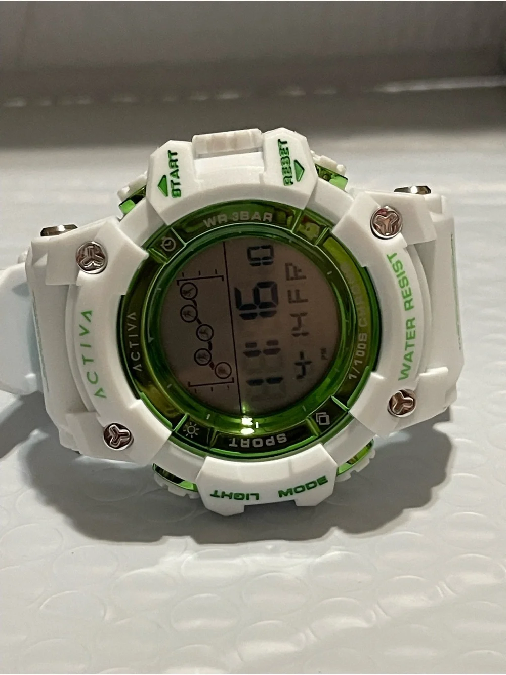 Activa Digital Essentials Unisex 50mm White and Green Tone Case new